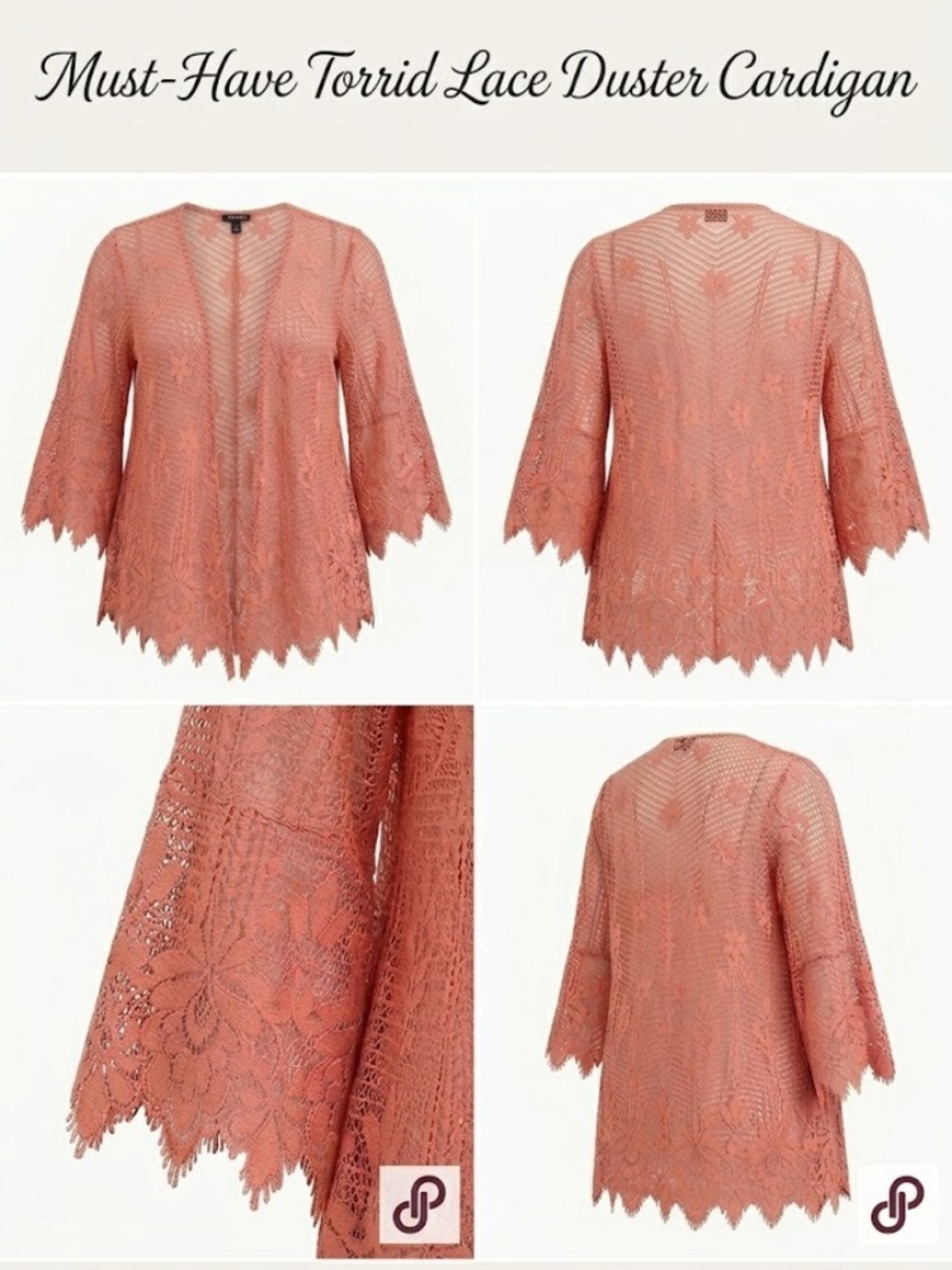 Torrid Dusty Rose Floral Lace Kimono Cardigan 1/2